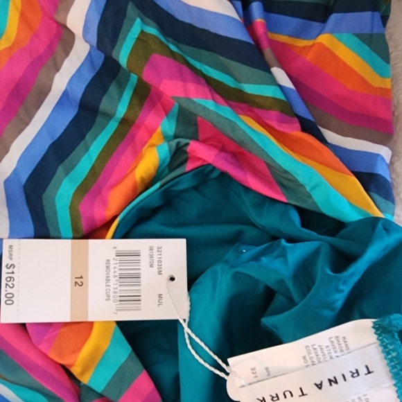 Trina Turk Louvre Reversible Multicolor and Teal Halter One-Piece Swimsu… - Picture 8 of 9